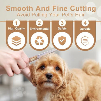 Professional Dog Grooming Scissors Rose Gold 440C Stainless Steel Straight Thinning Curved Chunker Shears for Pet Grooming Services Dogs and Cats (Straight, 7.5‘’) - size: 7.5‘’, style: Straight