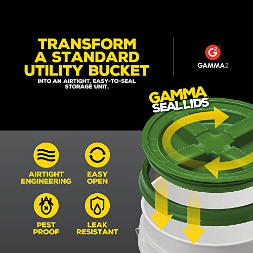 GAMMA2 Gamma Seal Lid - Pet Food Storage Container Lids - Fits 3.5, 5, 6, & 7 Gallon Buckets, Green, Made in USA (Pack of 12) - color: Green, size: Fits 3.5, 5, 6, & 7 Gallon Buckets (Pack of 12)