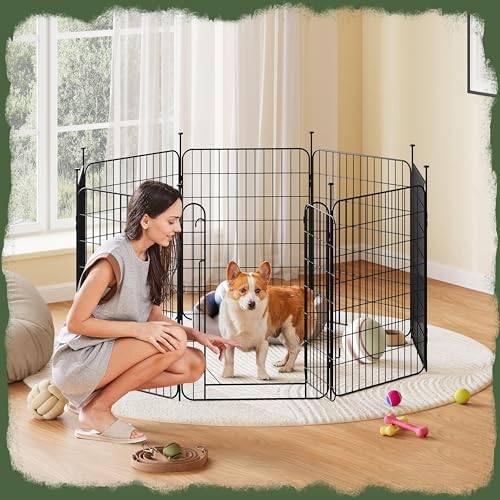 Yaheetech Expandable Dog Playpen, 8 Panel 32 inch Puppy Playpen with Door Indoor/Outdoor Pet Fence for Small Medium Dogs - size: 32 inch