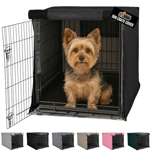 GORILLA GRIP Dog Crate Covers Compatible with Amazon Basics Dog Crates, All Sides Open, Privacy Cover Fits 24" Wire Kennel, Breathable Mesh Windows, Light Reducing Puppy Training Cage Topper, Black - color: Black, size: 24" X 18" X 20"