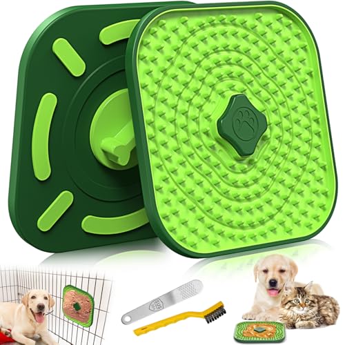 HOPET Licking Mat for Dogs Crate, Interactive Large 7.1" Size Lick Mats for Boredom Relief & Anxiety Reduction, Soft & Safe Peanut Butter Lick Pad for Training(Square-Shaped) - color: Green, size: 1 piece