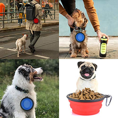 Collapsible Dog Bowls, Large Portable Travel Dog Bowls, 34oz Foldable Dogs Water Food Slow Feeder Bowl, Collapse Feeding Dish for Walking, Traveling, Hiking, Camping (2 Pack) - color: 34ozSlow Feeder-Blue&Red