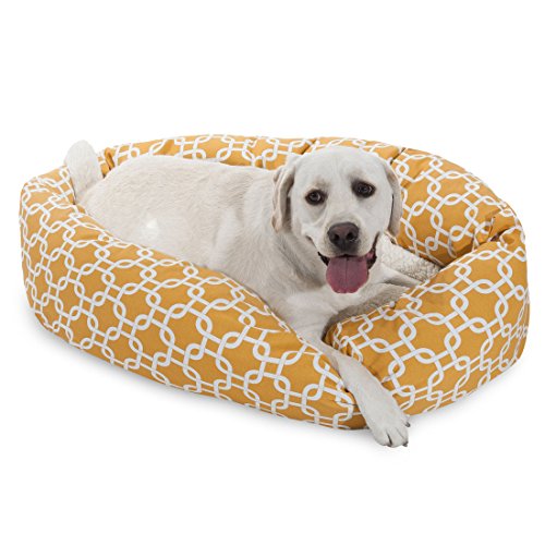 Majestic Pet Links Sherpa Bagel Bed, Large, Yellow - color: Yellow, style: 40 in.