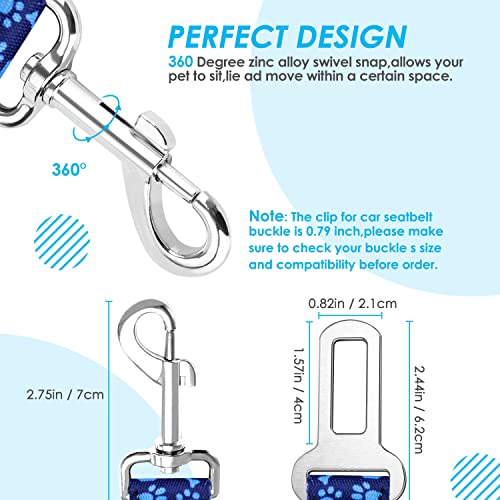 SlowTon Dog Seat Belt, Double Dog Seatbelt Adjustable Vehicle Safety Leash with Elastic Bungee Buffer, Reflective No Tangle Y Shape Two Dog Harness Seat Belt Splitter for Pets Car Trip (Blue Paws, M) - color: I.Blue Paws, size: 2 Medium in 1