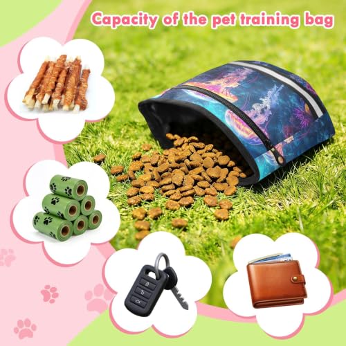 Jellyfish Water-Resistant Dog Treat Pouch, 3 Ways to Wear Treat Bag with Magnetic Closure & Reflective Strip, Hands-Free for Pet Training, Walking