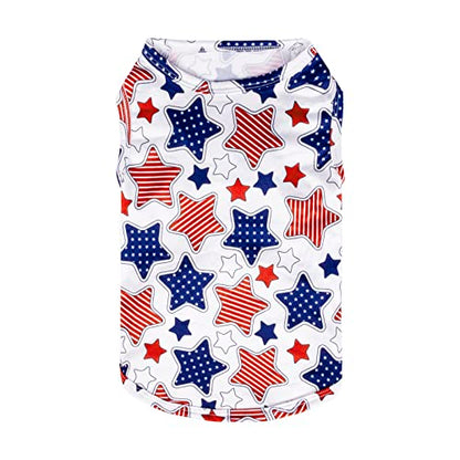 CuteBone Dog Shirts 2-Pack Soft Pet Clothes Breathable Summer Vest for Small Puppy and Stretchy Cat Apparel - color: Stars&map, size: Small