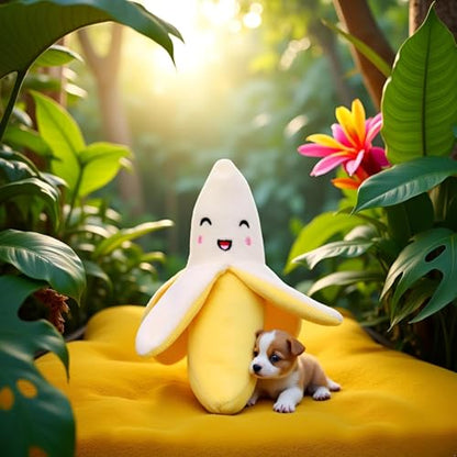 GANPUB 2Pcs Dog Toys,Squeeze Squeaker Puppy Dog Toys, Plush Dog Chew Toys, Dog Squeak Toys Pet Supplies (Banana)