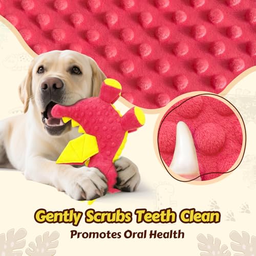 Squeaky Dog Toys - 2 Pack Plush Dragon Dog Toys with 5 Squeakers, Crinkle Wings & Ears, Soft Cute Dog Toys for Boredom, Small Medium Dogs and Gentle Large Dogs (Pink & Purple,10") - color: Pink & Purple