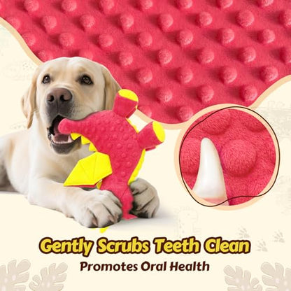Squeaky Dog Toys - 2 Pack Plush Dragon Dog Toys with 5 Squeakers, Crinkle Wings & Ears, Soft Cute Dog Toys for Boredom, Small Medium Dogs and Gentle Large Dogs (Pink & Purple,10") - color: Pink & Purple