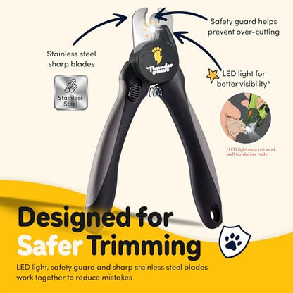 LED Dog Nail Clippers with Light Illumination, Trimmers with Protective Guard, Safety Lock and Nail File - Suitable for Large and Small Dogs & Cats (Grey) - color: Grey, size: Medium-Large (LED)
