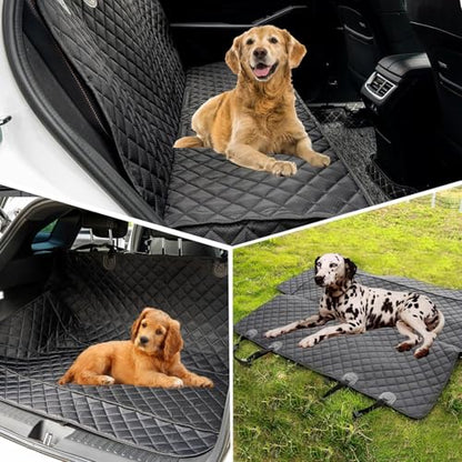 Dog Car Seat Cover, Back Seat Cover for Dogs Pet Car Seat Protector Waterproof Bench Car Seat Cover, Non-Slip Reat Seat Cover fits Middle Armrest for Most Cars Trucks SUVs - Black(1 Pack)