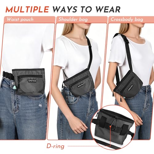 Dog Treat Pouch with Training Clicker, Treat Bag Fanny Pack with Magnetic and Zipper Closure Waterproof and Durable Treat Pouches for Pet Training Walking (Gray) - color: Gray