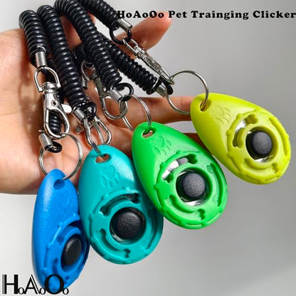 Pet Training Clicker with Wrist Strap - Dog Training Clickers for Puppy, Cat, Potty, Bird, Horse, Pet, Trainer Training Tools, Behavior Aids (Aqua + Jade Green + Blue + Lime Green)