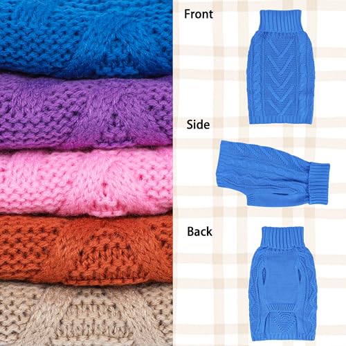 XS Dog Sweater Winter Chihuahua Clothes Girl Boy Knit Turtleneck Dog Clothes Solid Sleeveless Puppy Sweaters Soft and Warm Doggy Coat for Cold Weather(Blue, X-Small) - color: Blue, size: X-Small