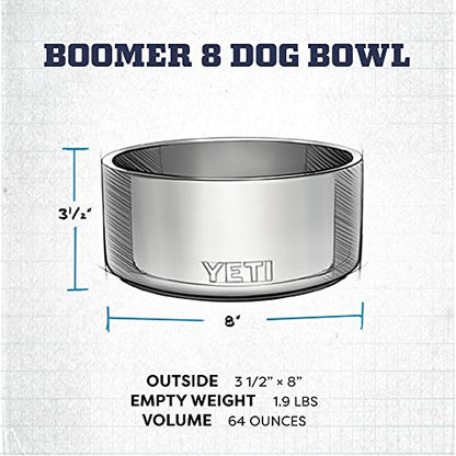 YETI Boomer 8, Stainless Steel, Non-Slip Dog Bowl, Holds 64 Ounces - color: Stainless