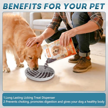Silicone Slow Feeder Bowls for Dogs and Cats - Wet Food, Suction Cups, Interactive, Reduces Boredom, Anxiety, Anti-Choking, Non-Slip Design (Gray) - color: Gray