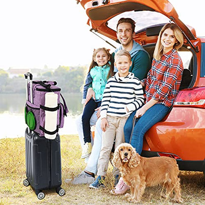 Modoker Dog Travel Organizer Carriers for Supplies & Accessories, Airline Approved Cat Pet Travel Bag, 2 Collapsible Bowls, 2 Travel Dog Food Container, Purple - color: Soft Purple