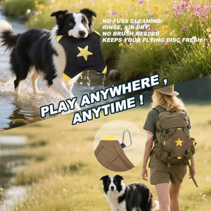 TSPRO Tactical Star-Shaped Dog Flying Disc, Anti-Rip Nylon Toy for Aggressive Chewers & Medium-Large Dogs, Water Floating Lightweight for Beach/Camping/Park/Backyard Training (9", Green) - color: Green