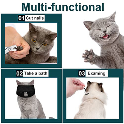 9 Pcs Cat Bathing Bag Set Cat Shower Bag Anti Bite and Scratch for Pet Grooming Washing Brush Comb Muzzle Nail Clipper Nail File Tick Tool(Black) - color: Black