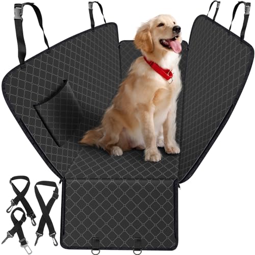 Dog Car Seat Cover for Back Seat with Storage Pocket Dog Hammock Protects Against Dirt Seat Covers for Cars Scratch Prevention Fits for SUVs and Trucks 54"x 58", Black - color: Black, size: 54"Wx 58"L