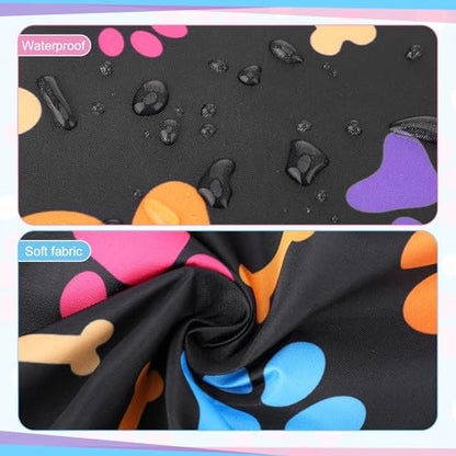 Dog Grooming Waterproof Apron with 2 Pockets, Cute Animals Puppy Dog Pets Apron - style: Colorful Dog Paws and Bones