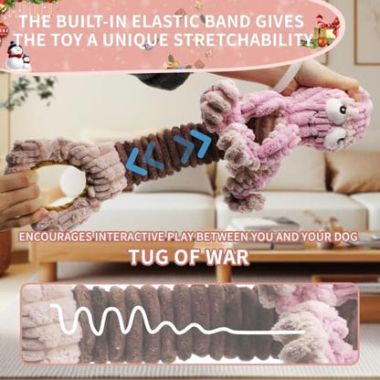YZHDUXIU Octopus Dog Squeak Toys, Plush Tug of War Dog Toy with Crinkle | Dual sounds: squeaker plus crinkle paper; elastic spring for tug play; soft PP cotton; for dogs 5 to 40 lbs; machine washable - color: Purple Octopus