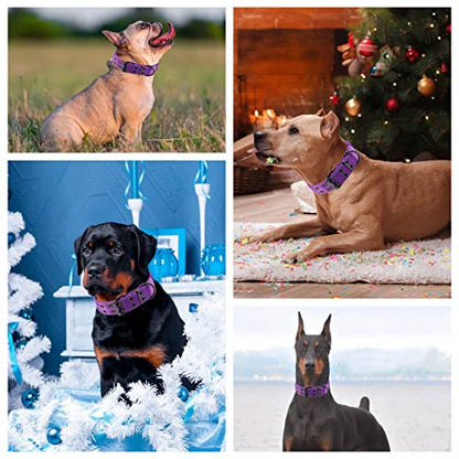 Reflective Dog Collar Heavy Duty Tactical with Control Handle and Metal Buckle for Dog Training(XL,Purple) - color: Purple, size: X-Large (Pack of 1)