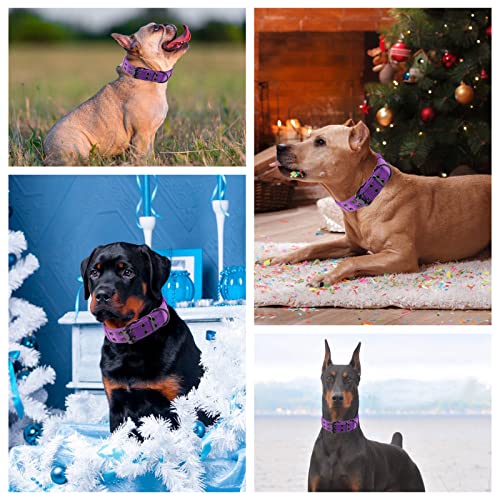 Reflective Dog Collar Heavy Duty Tactical with Control Handle and Metal Buckle for Dog Training(Large, Purple) - color: Purple, size: Large (Pack of 1)