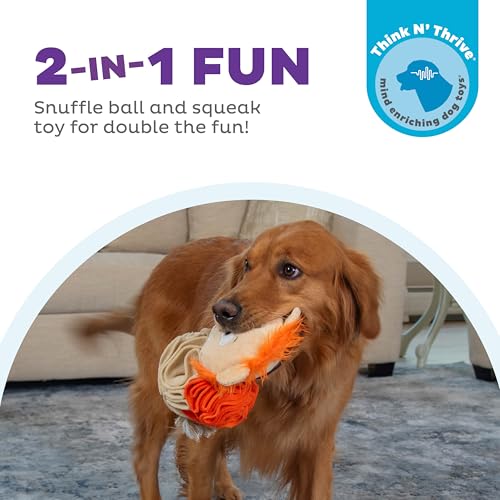 Outward Hound by Nina Ottosson Stuff N' Snuffle Plush Snuffle Ball Dog Puzzle, Lion, Multicolored - color: Stuff N' Snuffle Lion