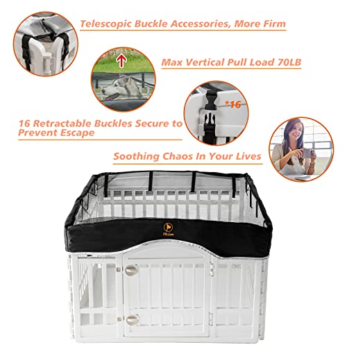 PJYuCien Playpen Top Cover for 36'' Width 4 Panel PlayPen, Black | More Peace of Mind, More Safe, and Reduce Mess, Suitable for Puppy, Duck, and Other Small Animals,Telescopic Buckles Connect - style: Black Cover, 36"Width, Black ( Elastic Buckles Connect