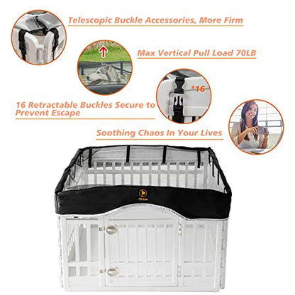 PJYuCien Playpen Top Cover for 36'' Width 4 Panel PlayPen, Black | More Peace of Mind, More Safe, and Reduce Mess, Suitable for Puppy, Duck, and Other Small Animals,Telescopic Buckles Connect - style: Black Cover, 36"Width, Black ( Elastic Buckles Connect