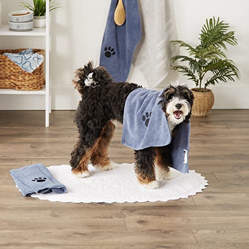 Bone Dry Pet Grooming, Embroidered Microfiber Towel Drying Collection, 15x30, Stonewash Blue - color: Stonewash Blue, size: 15x30"