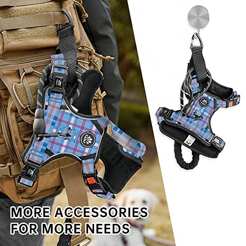 NESTROAD No Pull Dog Harness with Leash, Reflective No Choke Pet Vest Harness,Adjustable Soft Padded Dog Harness with Easy Control Handle for Small Dogs(Checkered Blue,Small) - color: Checkered Blue, size: 【S】neck 11-15" chest 15-21"