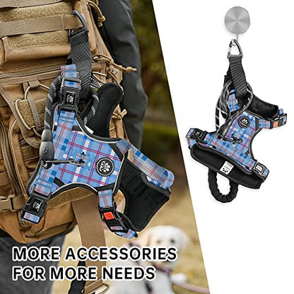 NESTROAD No Pull Dog Harness with Leash, Reflective No Choke Pet Vest Harness,Adjustable Soft Padded Dog Harness with Easy Control Handle for Small Dogs(Checkered Blue,Small) - color: Checkered Blue, size: 【S】neck 11-15" chest 15-21"
