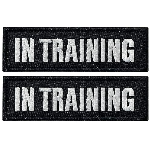 2 Pieces in Training Dog Patches with Hook Backing for Service Animal Vests, Harnesses - color: 2pcs, In Training