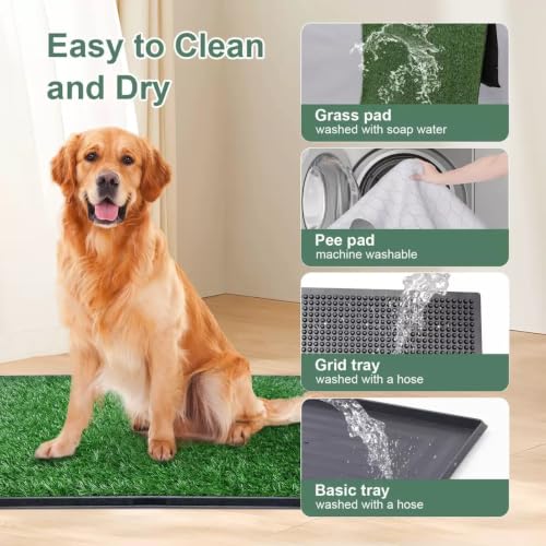 Large 38.5"x25" Artificial Grass Dog Potty, Realistic Indoor/Outdoor Training Mat with Quick-Drain Design, Reusable & Odor-Control for Apartment Balcony