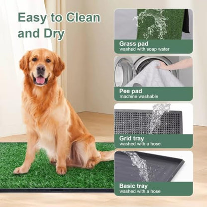 Large 38.5"x25" Artificial Grass Dog Potty, Realistic Indoor/Outdoor Training Mat with Quick-Drain Design, Reusable & Odor-Control for Apartment Balcony