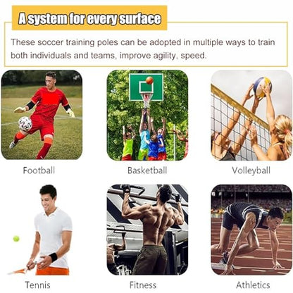5 Pcs Set Training Agility Poles with Metal Spike, Yellow Slalom Training Agility Poles for Improve Agility/Speed/Footwork, Football Training Poles(1m(3.3ft)) - size: 1m(3.3ft)