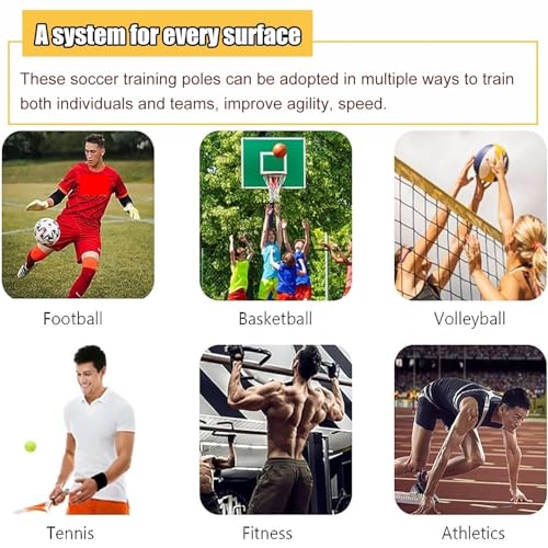 5 Pcs Set Training Agility Poles with Metal Spike, Yellow Slalom Training Agility Poles for Improve Agility/Speed/Footwork, Football Training Poles(1.5m(5ft)) - size: 1.5m(5ft)