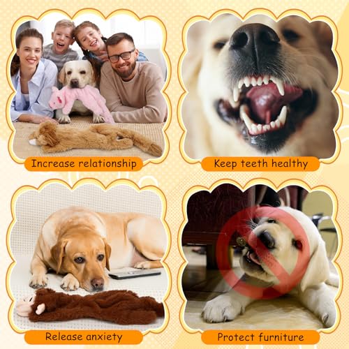 Sratte 10 Pcs Soft Dog Squeaky Toys No Stuffing Crinkle Dog Toy for Aggressive Chewers Durable Plush Teething Puppy Squeak Animals Chew for Small Medium Large Pets, 10 Styles (Cute Style) - style: Cute Style