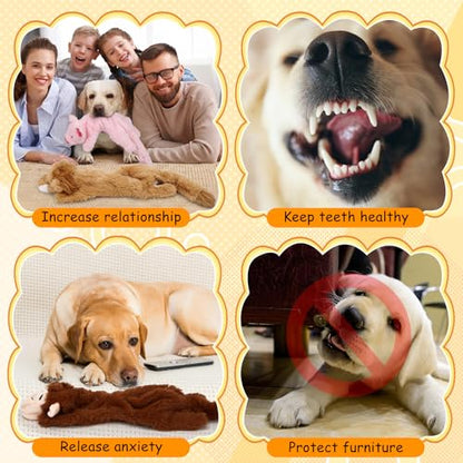 Sratte 10 Pcs Soft Dog Squeaky Toys No Stuffing Crinkle Dog Toy for Aggressive Chewers Durable Plush Teething Puppy Squeak Animals Chew for Small Medium Large Pets, 10 Styles (Cute Style) - style: Cute Style