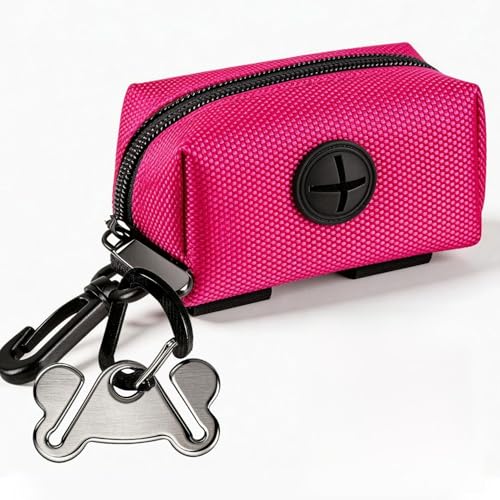 Dog Waste Bag Dispenser Pet Poop Bags Holder for Doggie Waste Bags Dispensers Soft Fabric Zipper Small Doggy Puppy Pouch for Leash Accessory Attachment with Carrier,Pink - color: 1PC Pink, size: 1 Count (Pack of 1)