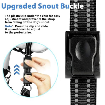 BARKLESS Soft Dog Head Collar, Patented Padded No Pull Head Halter, Training Nose Leash with Safety Link for Medium Large Dogs, Adjustable Muzzle Leash, Easy Control for Walking(Black, L) - size: L (Snout 9.5"-14")