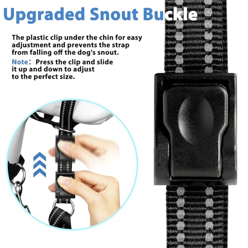 BARKLESS Soft Dog Head Collar, Patented Padded No Pull Head Halter, Training Nose Leash with Safety Link for Medium Large Dogs, Adjustable Muzzle Leash, Easy Control for Walking(Black, M) - size: M (Snout 8"-11")