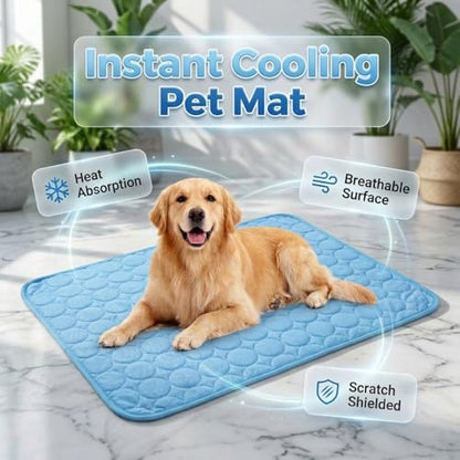 Dog Cooling Mat, 2026 Upgraded Pet Ice Silk Mat, Pet Cooling Mat Ice Silk Coolings Mats for Dogs & Cats, with Non-Slip & Foldable Summer Reusable Pets Cool Mats (Blue, M-24×20") - color: Blue, size: M-24"×20"