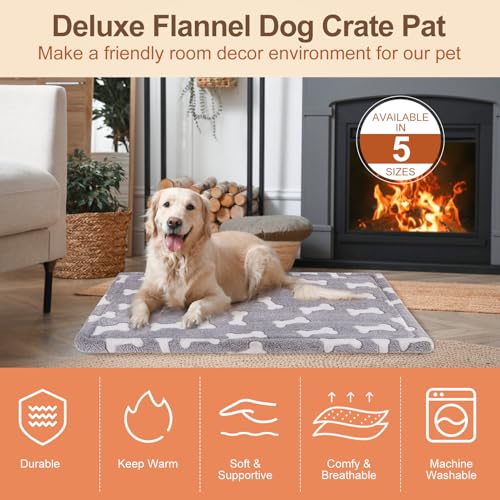 BEAUTYZOO Dog Bed Crate Pad 30 x 20 inch, Washable Dog Crate Mat for Medium Sized Dogs, Anti-Slip Pet Crate Bed Kennel Pad, Durable Cozy Puppy Sleeping Mat Rectangle Mattress, Grey - color: Wheat, size: 30.0"L x 20.0"W x 1.1"Th
