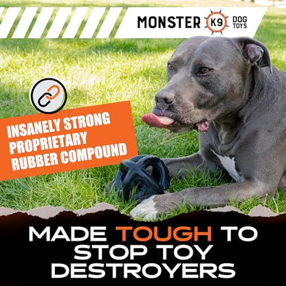 Monster K9 Ring Ball | Virtually Indestructible. Lifetime Guaranteed. | VULCRON™ Natural Rubber | Durable, Heavy Duty Dog Chew Toy for Aggressive Chewers | Medium & Large Breeds, 5.5”