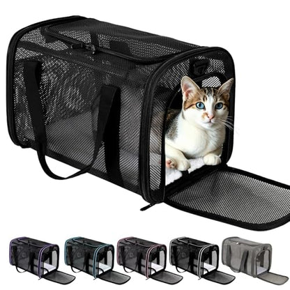 Cat Carrier, Soft-Sided Pet Carrier Bag, Breathable Mesh, Black (Black, 20 * 13 * 13) - color: black, size: 20*13*13