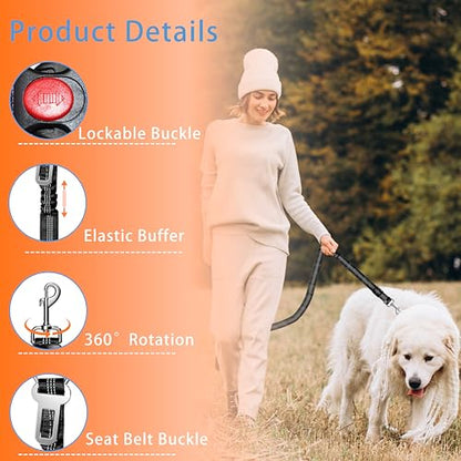 Seyezo Dog Car Seat Belt Set - 3 Piece Retractable Harness, Adjustable Reflective Seatbelt for Vehicle Headrests, Safety Restraint, Heavy Duty & High Elastics, Black - color: 01-2PCS Black