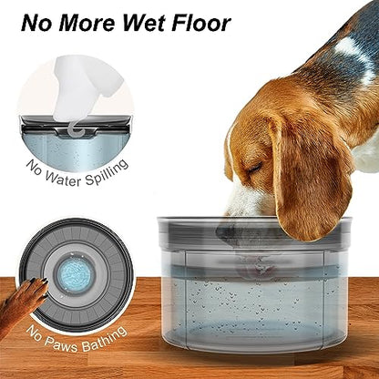 Techphardo 1Gallon No Spill Dog Water Bowl-3.8L Large Capacity, BPA-Free, Anti-Splash & Anti-Digging Design with Non-Slip Base for Messy Drinkers - color: Smoky